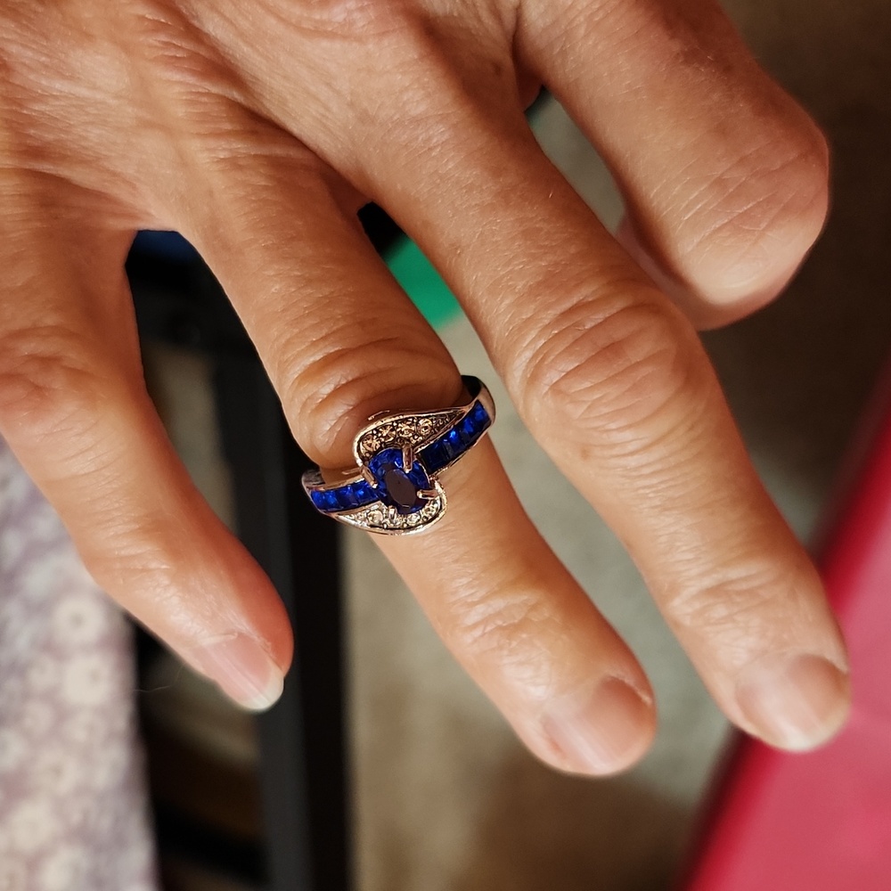 BLUE AND CZ RING